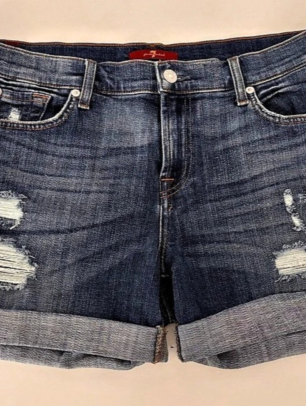 7 For All Mankind Distressed Denim Jean Shorts